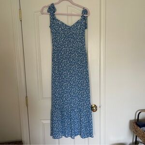 REFORMATION Tie Strap Floral Midi Dress